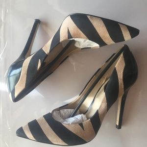 Zara Striped Suede Pumps